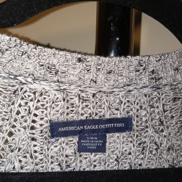 American Eagle Gray Speckled Pattern Open Cardigan Sweater Large - Picture 3 of 10
